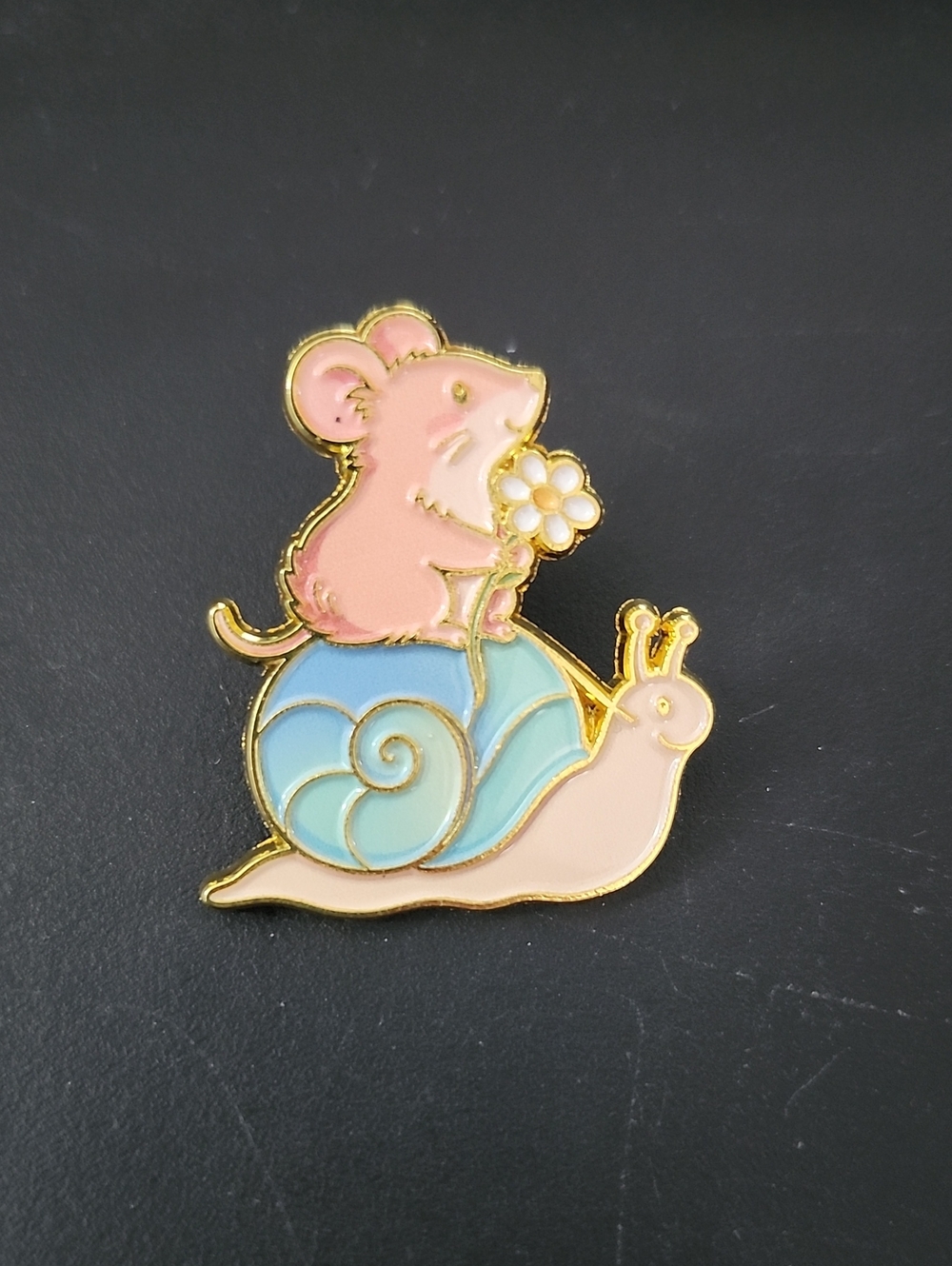 Snail and Mouse Enamel Pin